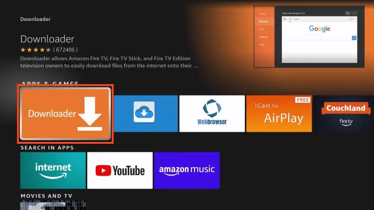 Install Downloader on firestick 3